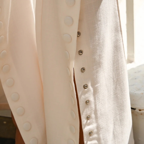 NWT Fabio Linen Mid-rise Snap Wide-leg Trousers By Yellow The Label Size XS - Picture 3 of 12